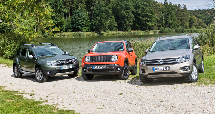  Test comparativo Dacia Duster vs Jeep Renegade vs VW Tiguan